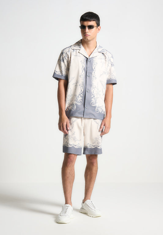 Signature Baroque Resort Hemd - Creme/Grau 