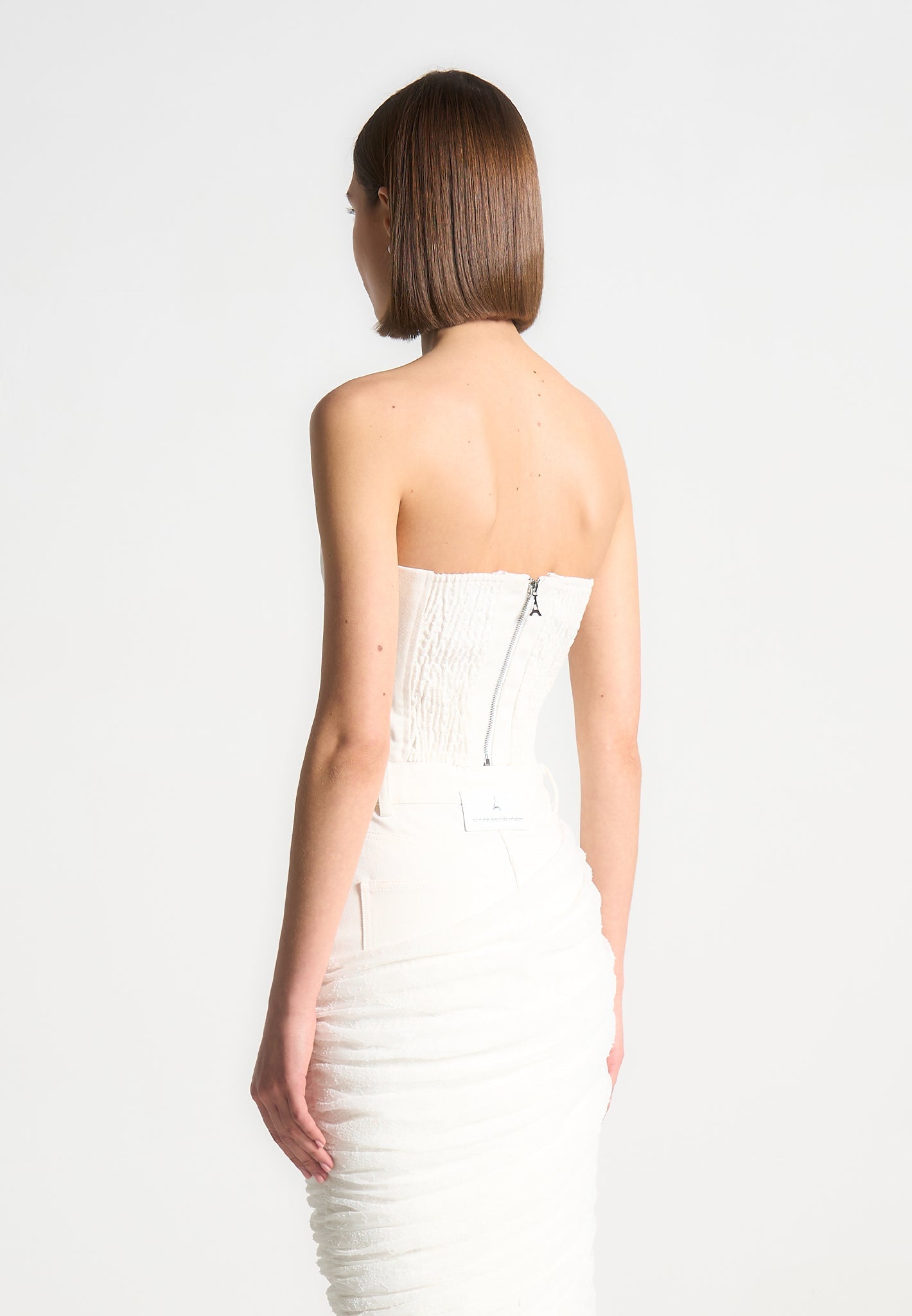 Denim-Bandeau-Korsett-Top - Off White 