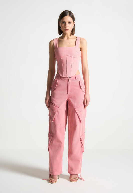 Jeans-Korsett-Top – verwaschenes Rosa