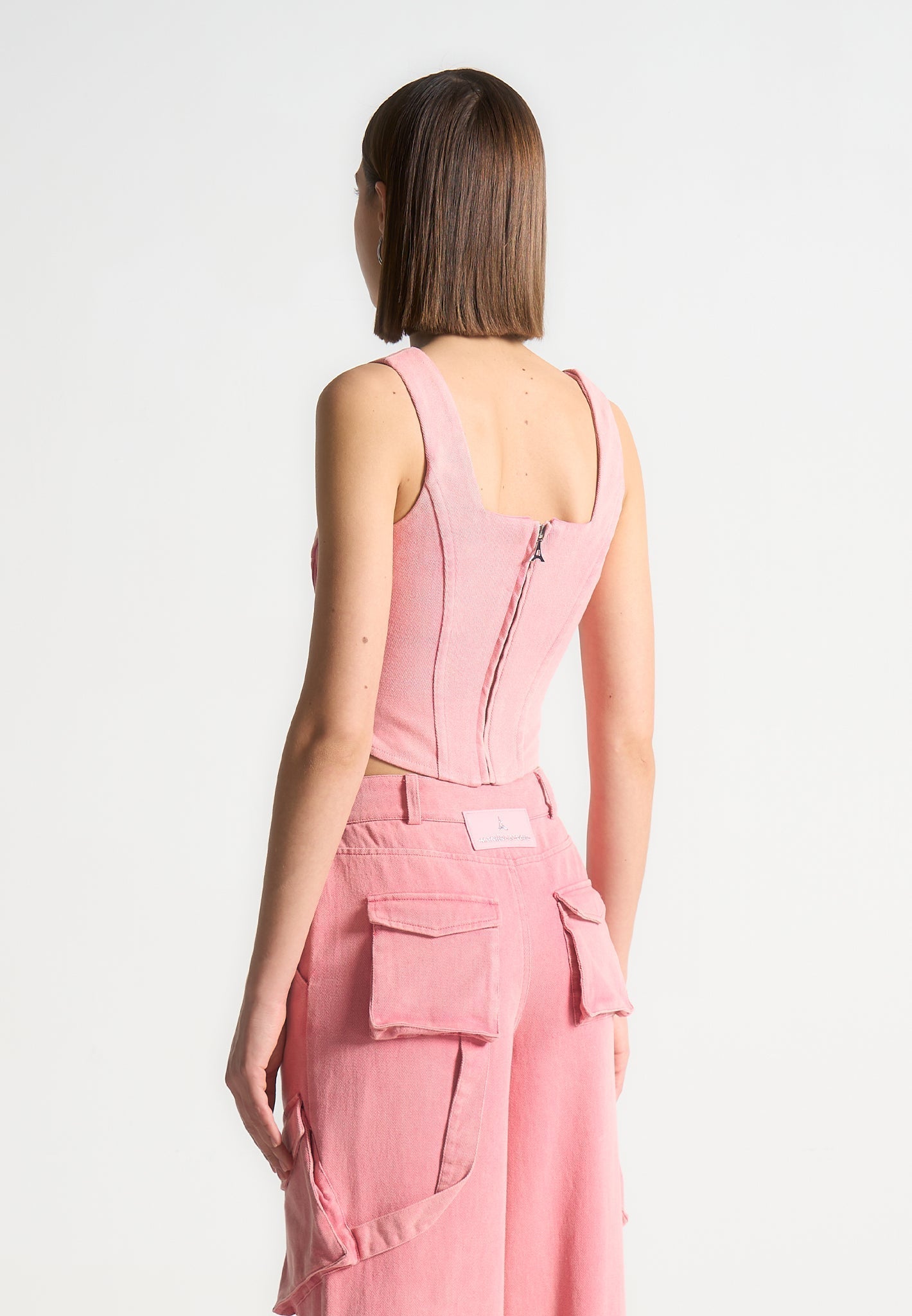 Jeans-Korsett-Top – verwaschenes Rosa