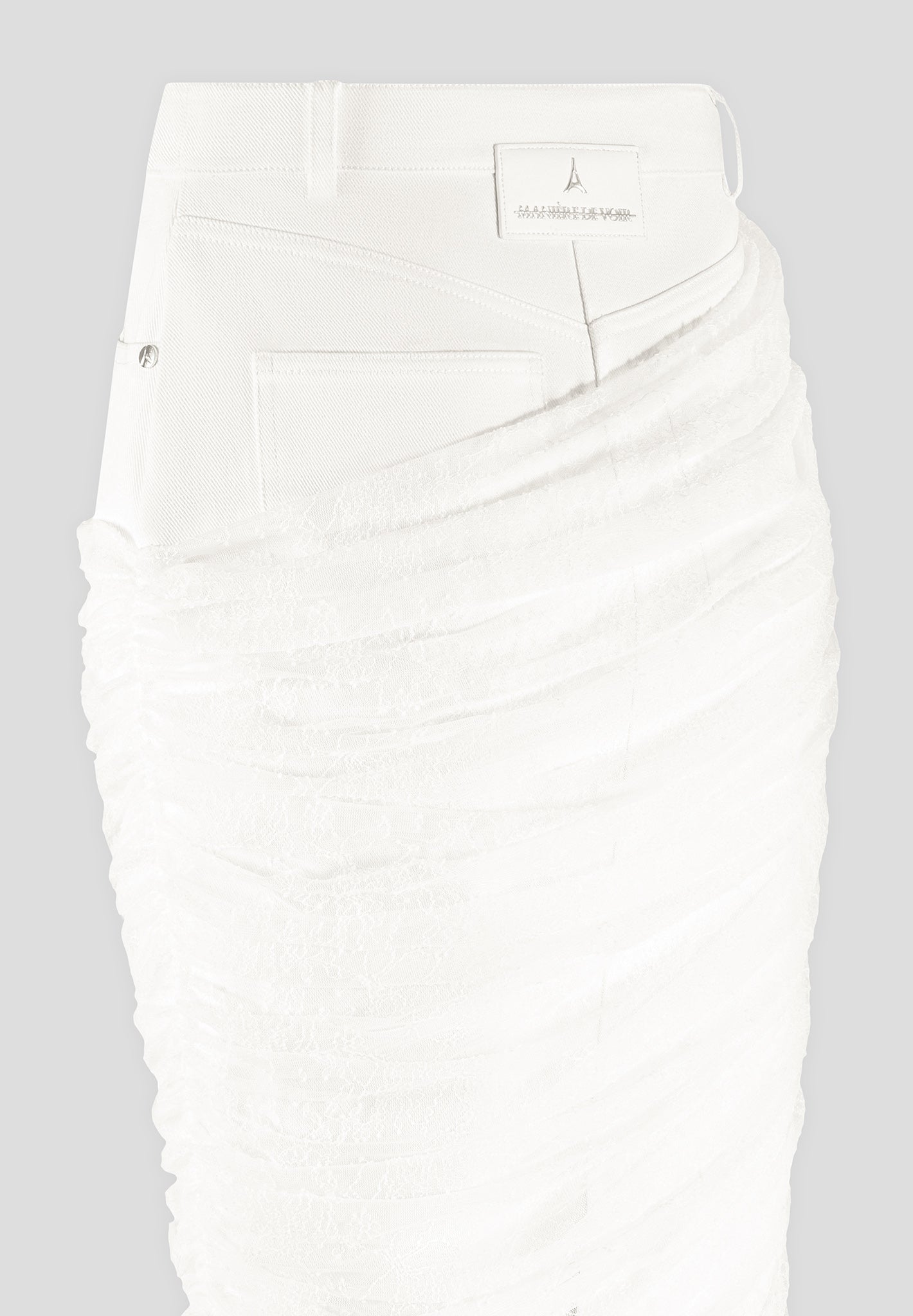 Drapierter Maxirock aus Mesh-Denim - Off White 