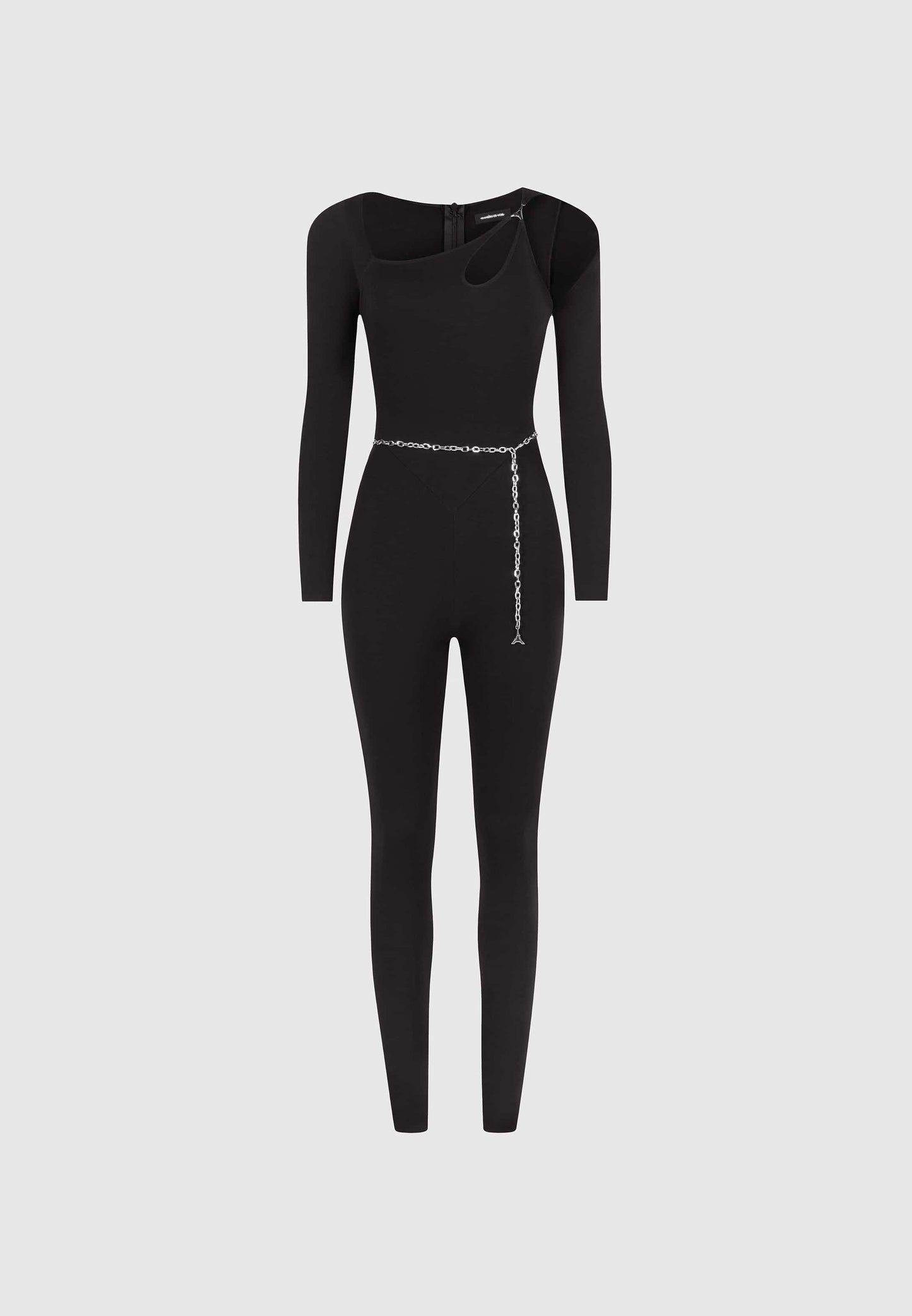 Jumpsuit mit Eiffel-Kettendetail - Schwarz