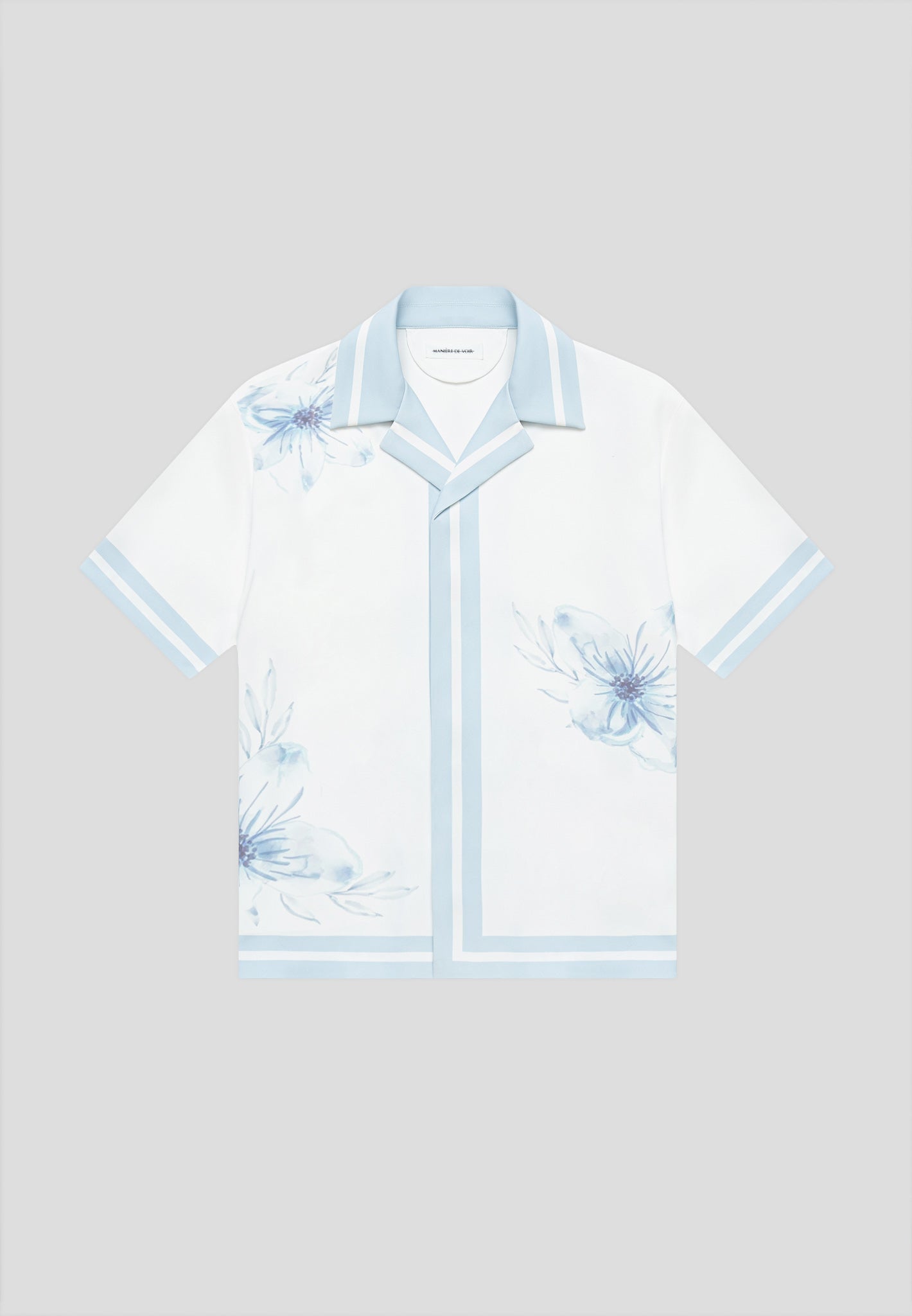 Resort-Hemd mit Blumenbordüre - Blau