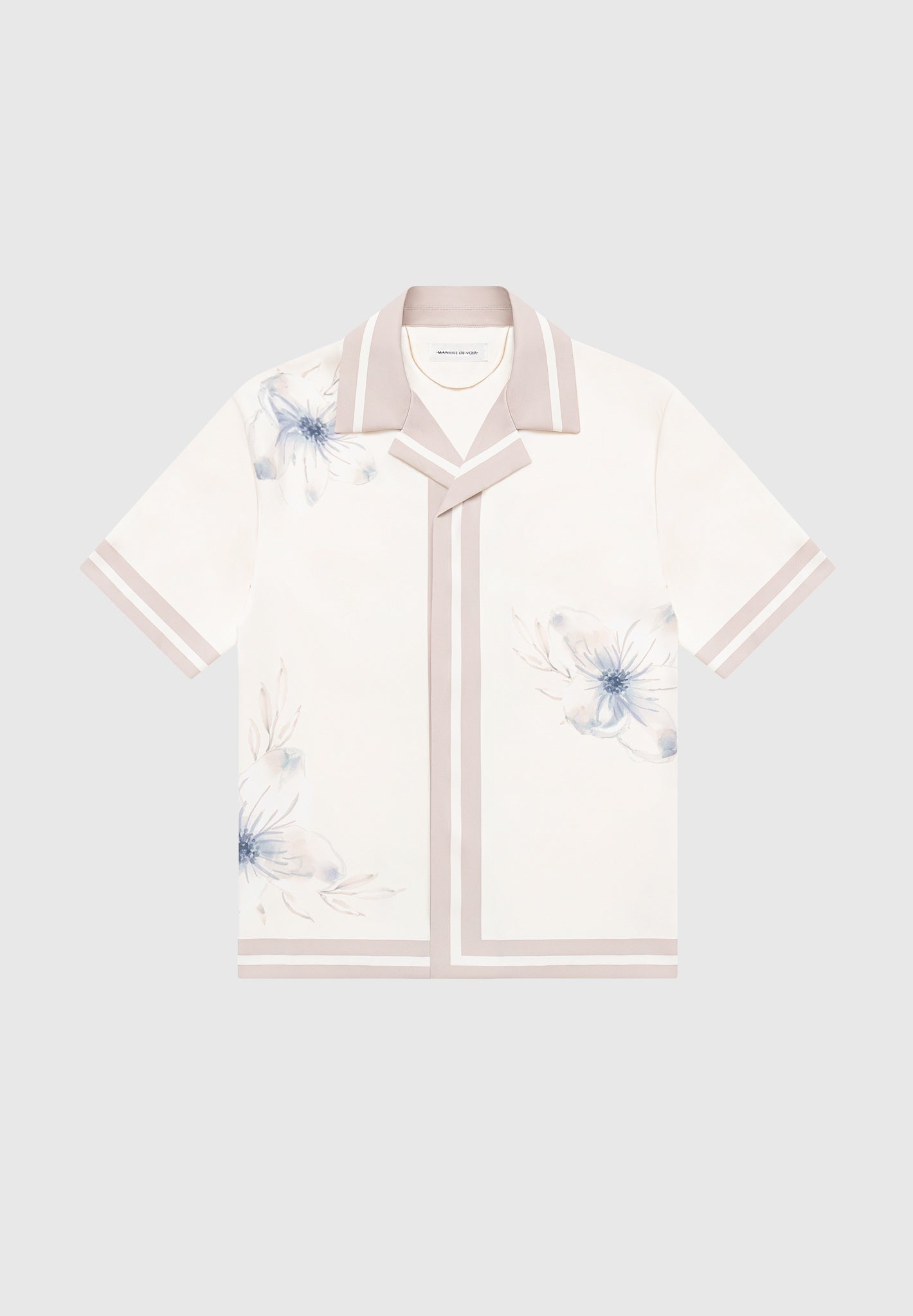 Resort-Hemd mit Blumenbordüre - Creme