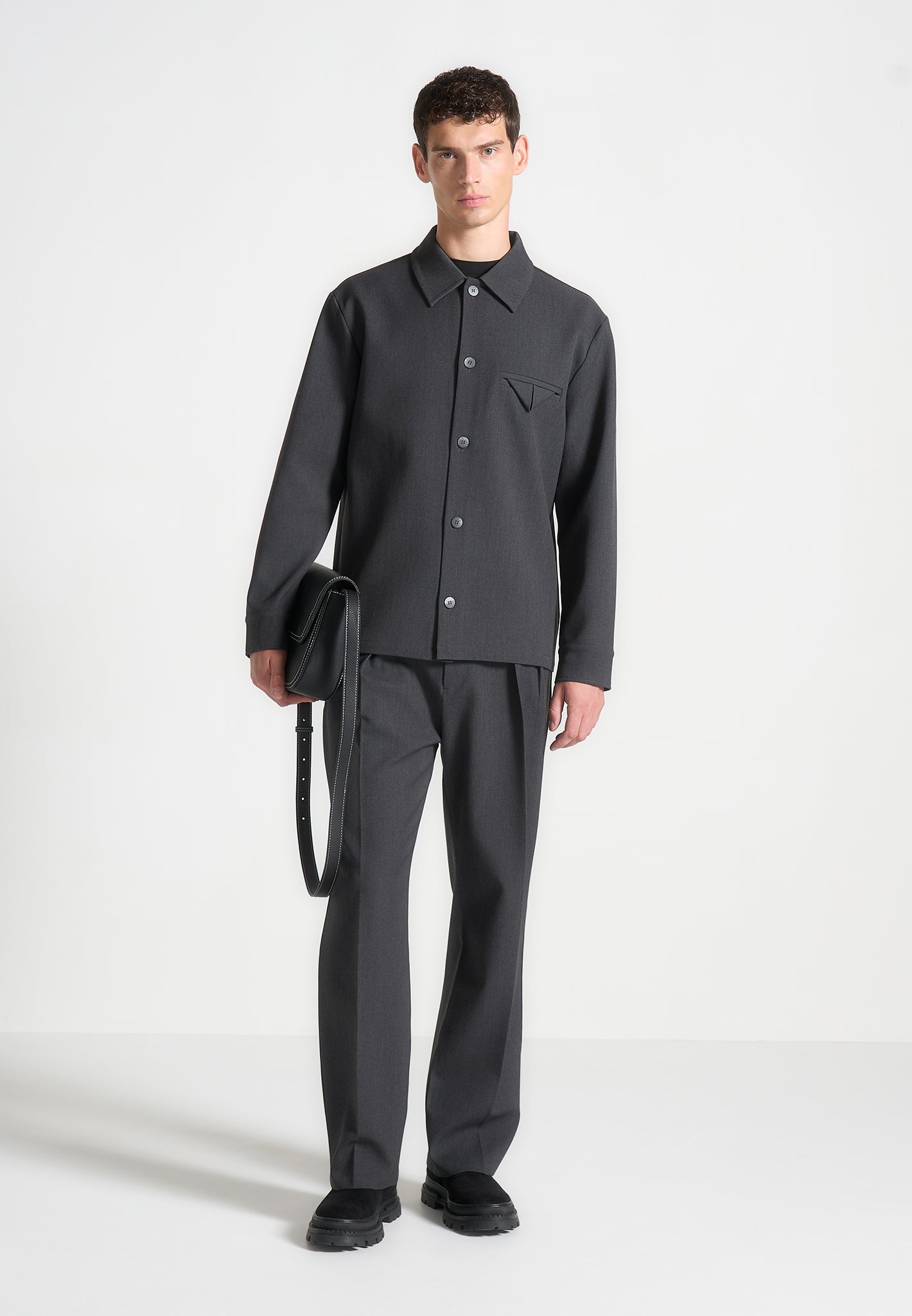 Hatched Tailored Overshirt - Grau 