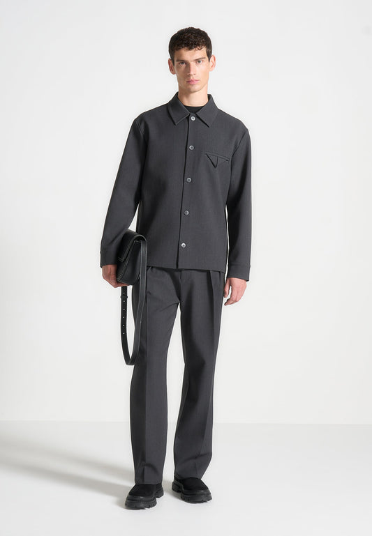 Hatched Tailored Overshirt - Grau 
