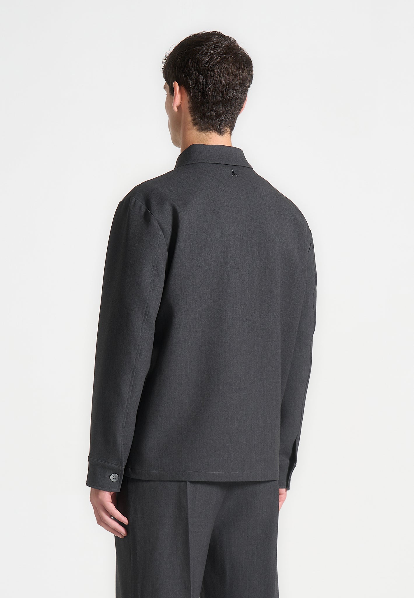 Hatched Tailored Overshirt - Grau 