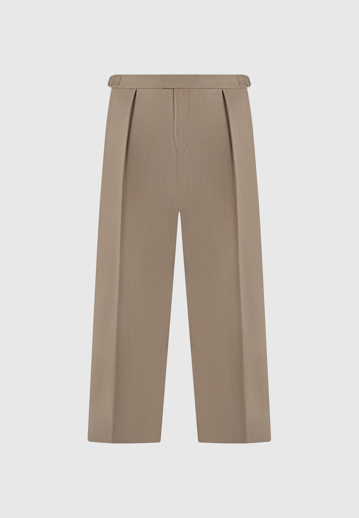 Relaxed Fit Hose mit Plisseefalten und Schraffurmuster - Khaki 