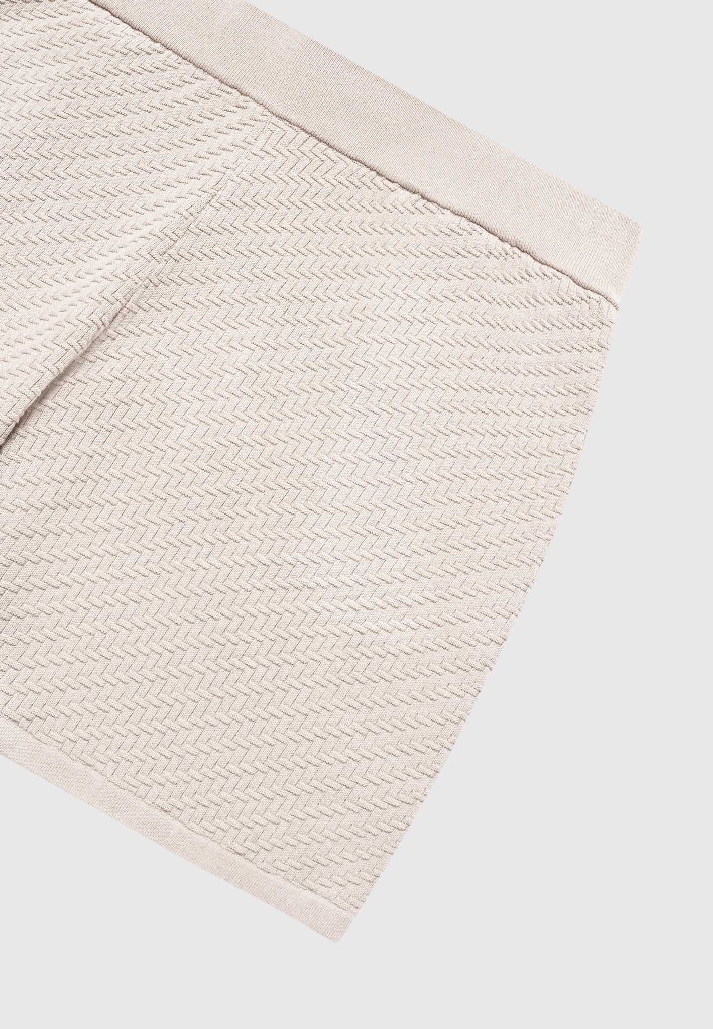 Fischgräten-Strickshorts - Taupe 