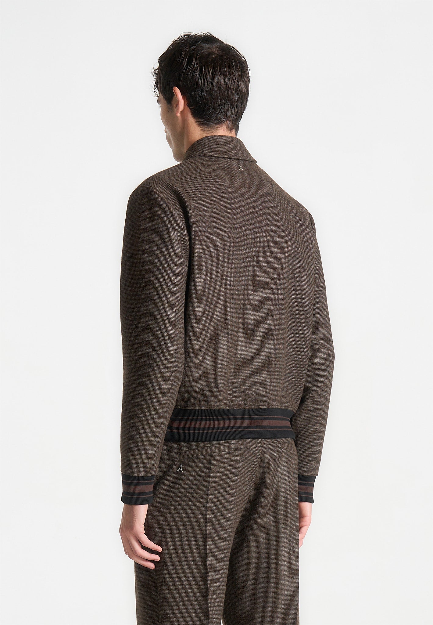 Jacke aus Wollmischung mit Hahnentrittmuster - Braun 