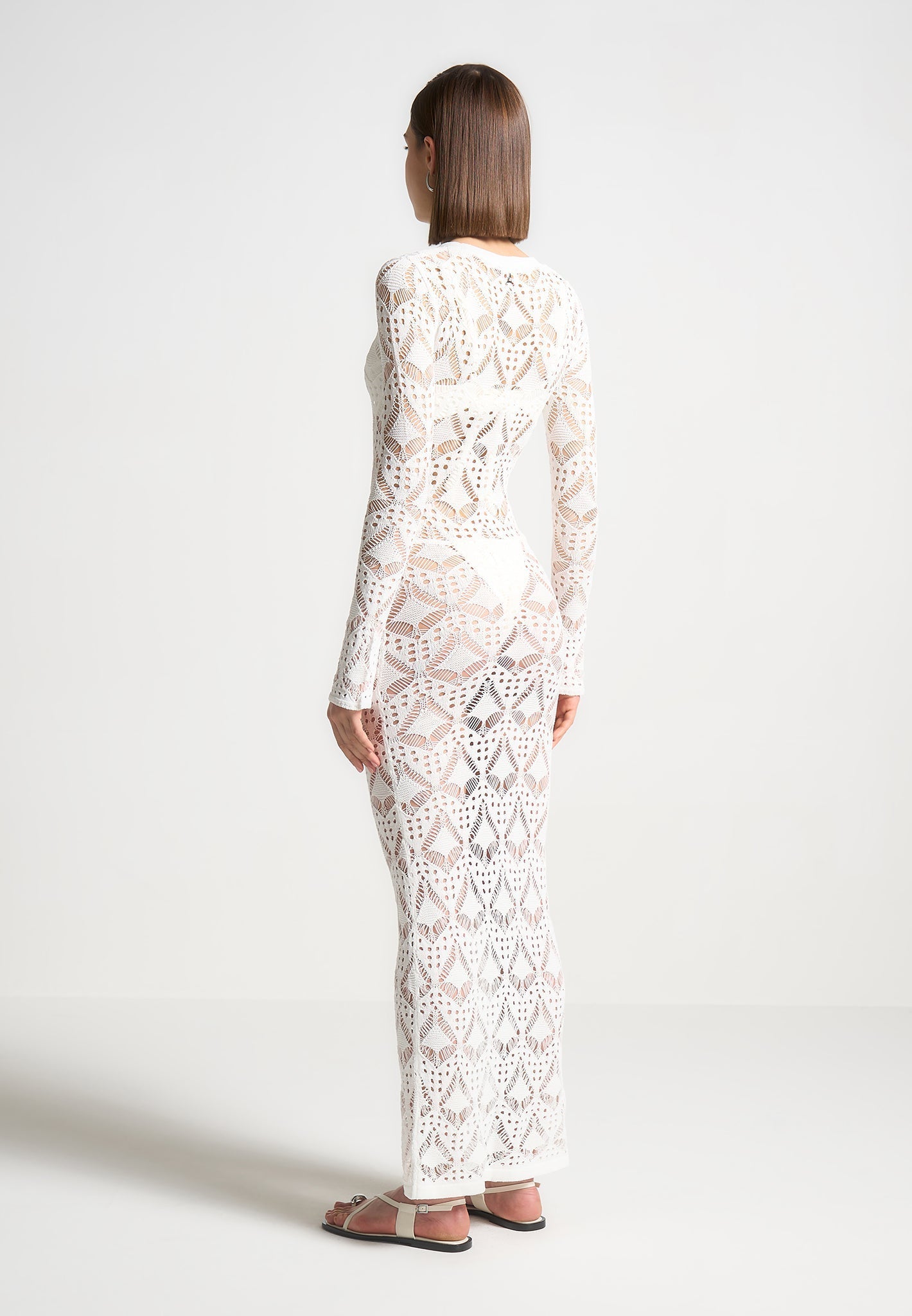 Langer Strick-Cardigan zum Überziehen - Off White 