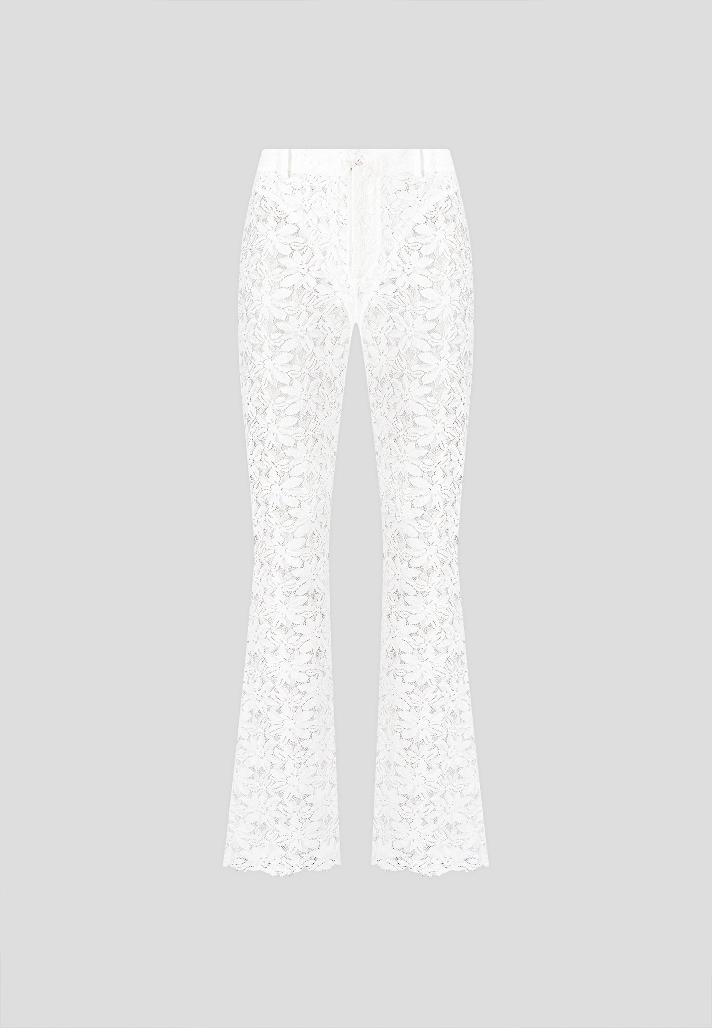 Fit-and-Flare-Hose mit Spitze - Weiß