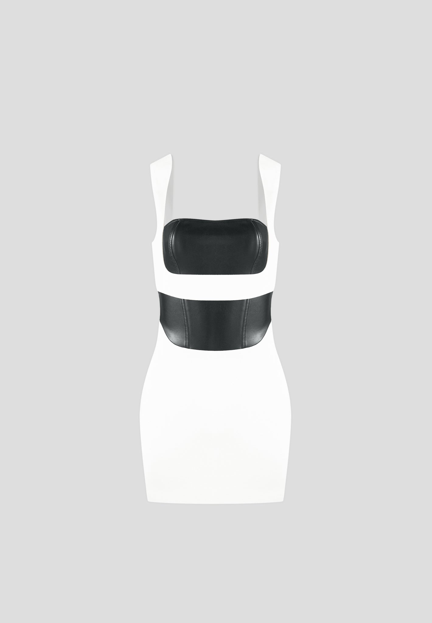Mehrlagiges Korsett-Minikleid - Weiß/Schwarz 