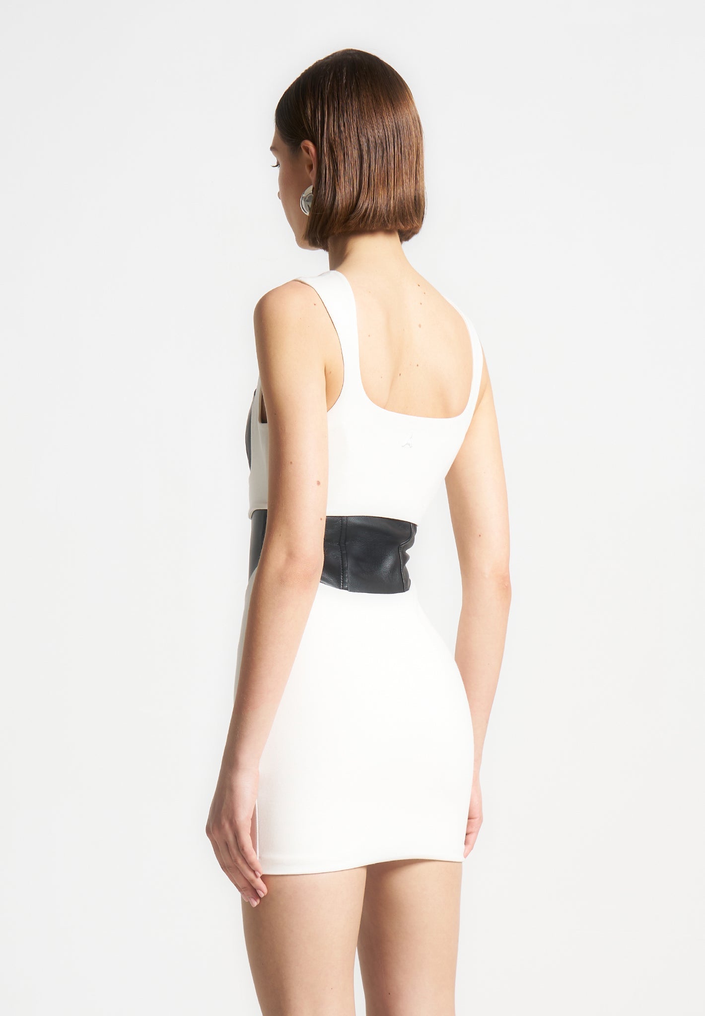 Mehrlagiges Korsett-Minikleid - Weiß/Schwarz 