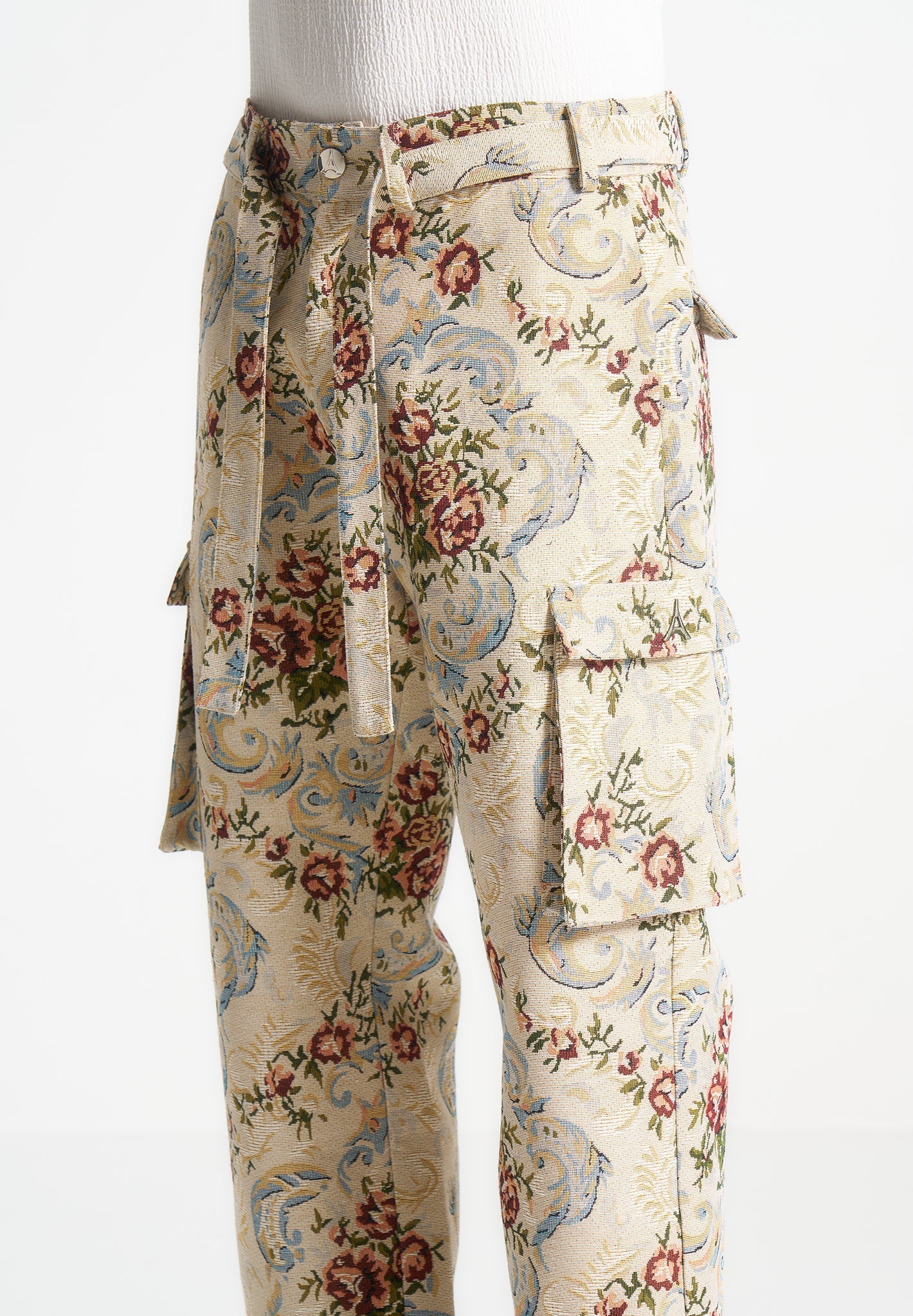 Jacquard-Cargohose - Beige 
