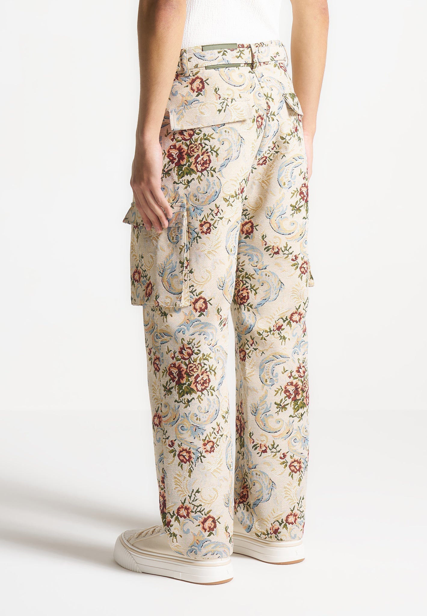 Jacquard-Cargohose - Beige 