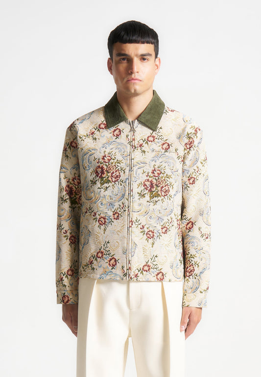 Jacquardjacke - Beige 