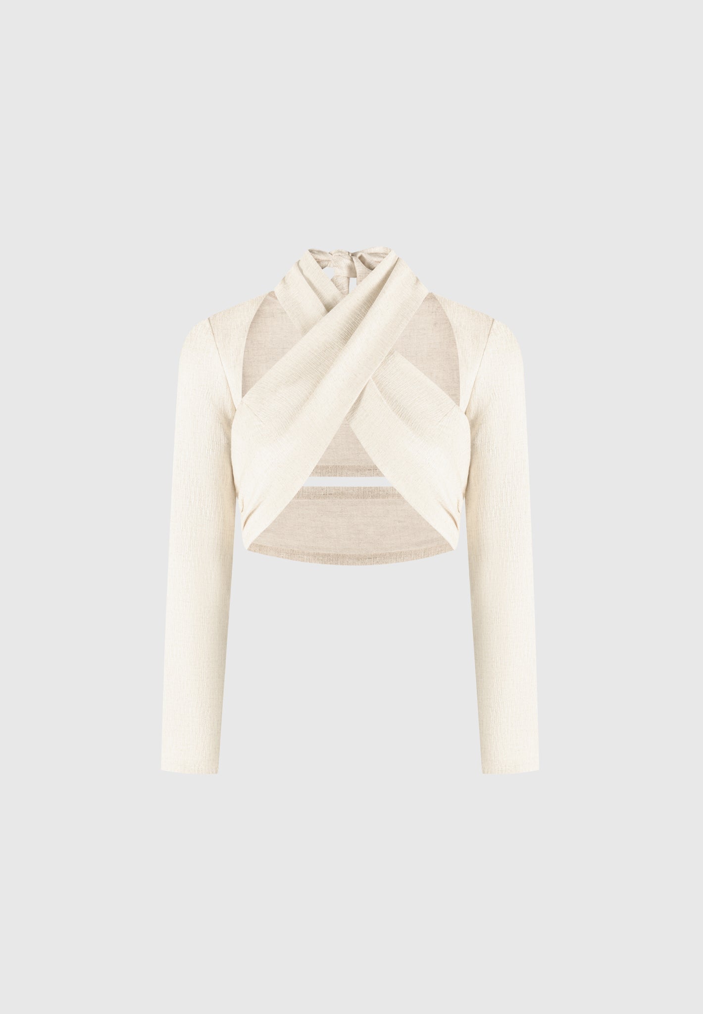 Leinen-Crossover-Bolero-Top - Natur