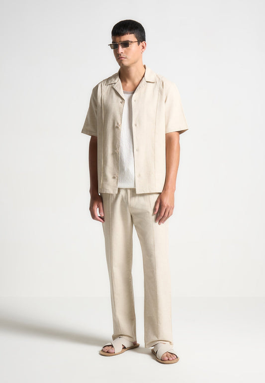 Leinenhose mit Biesen - Natur