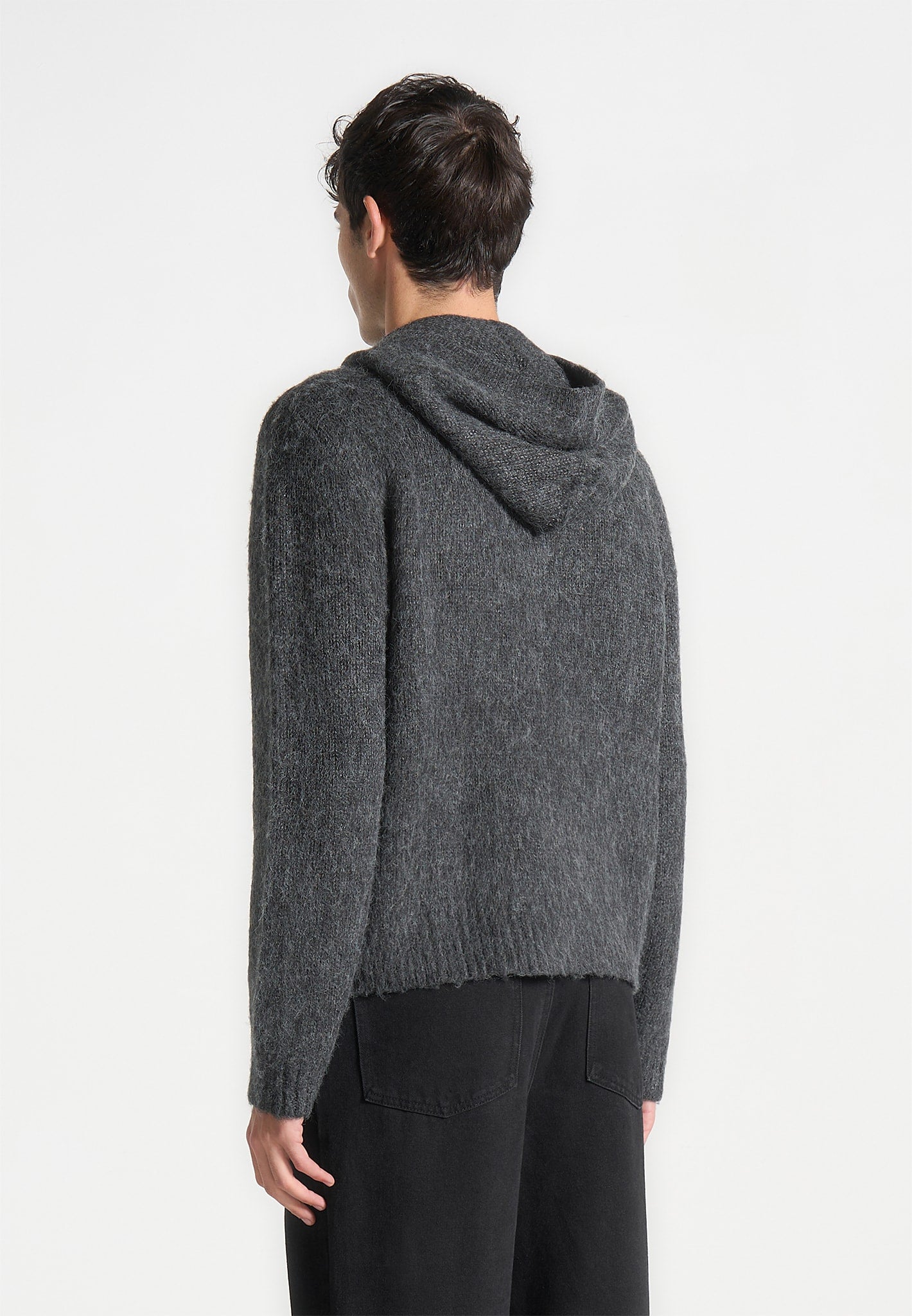 Kapuzenpullover aus Mohair-Mischgewebe mit durchgehendem Reißverschluss - Anthrazitgrau 