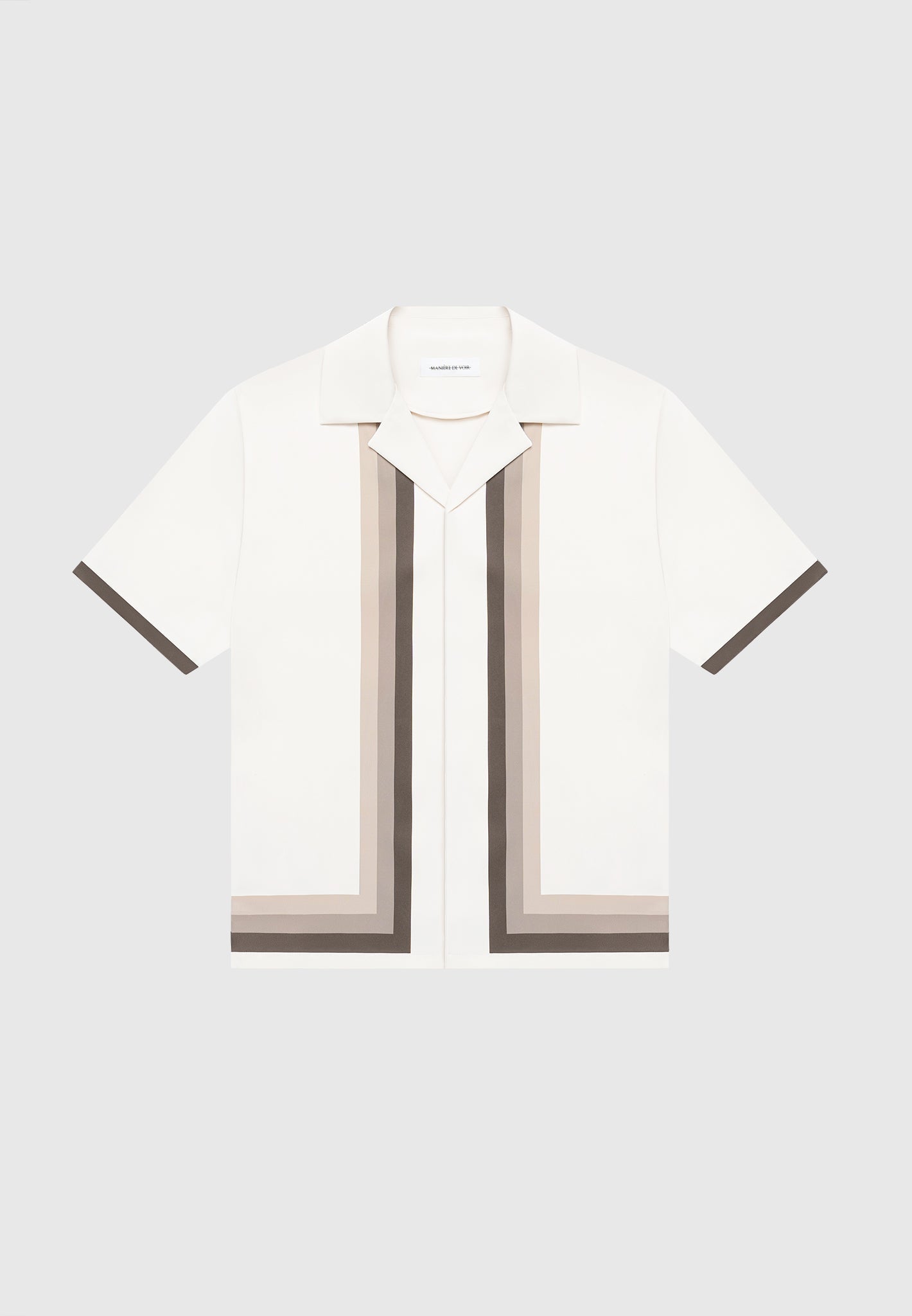 Hemd mit Reverskragen und Ombré-Bordüre – Creme/Braun