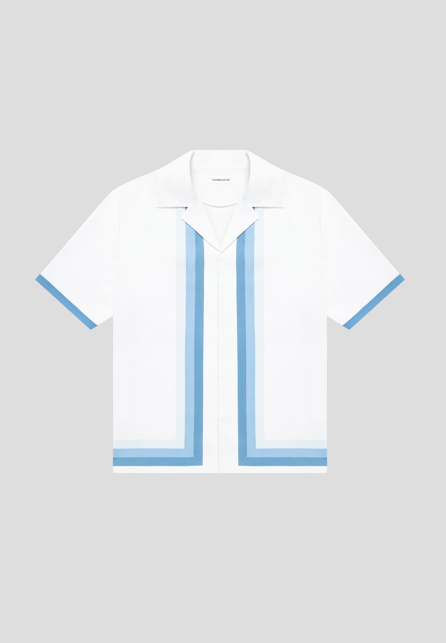 Hemd mit Reverskragen und Ombré-Bordüre – Weiß/Blau