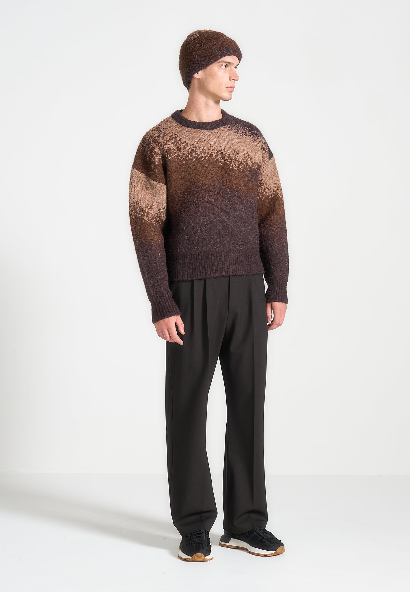 Ombré-Strickmütze - Taupe 