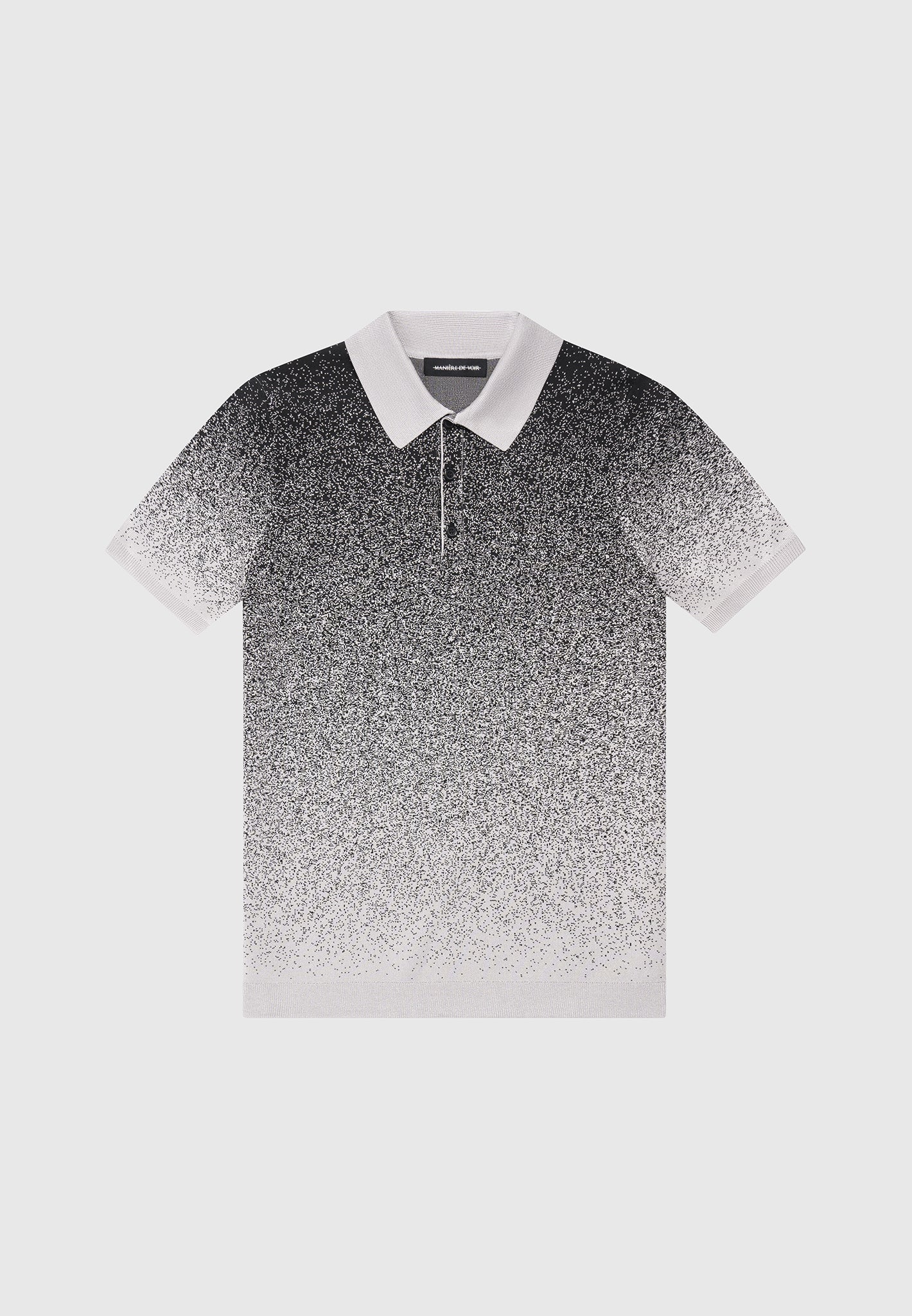 Ombré-Strick-Poloshirt – Grau/Schwarz