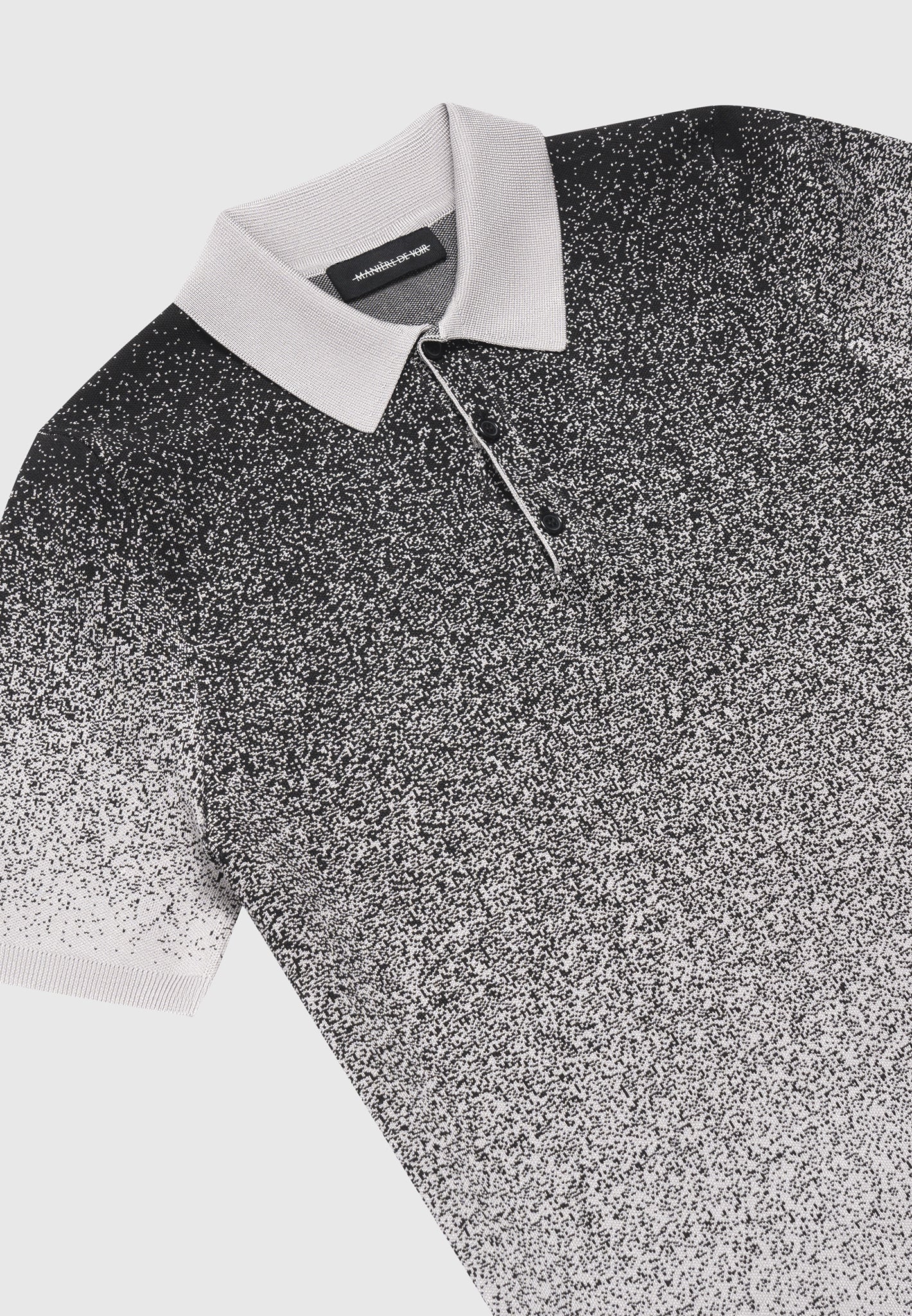 Ombré-Strick-Poloshirt – Grau/Schwarz