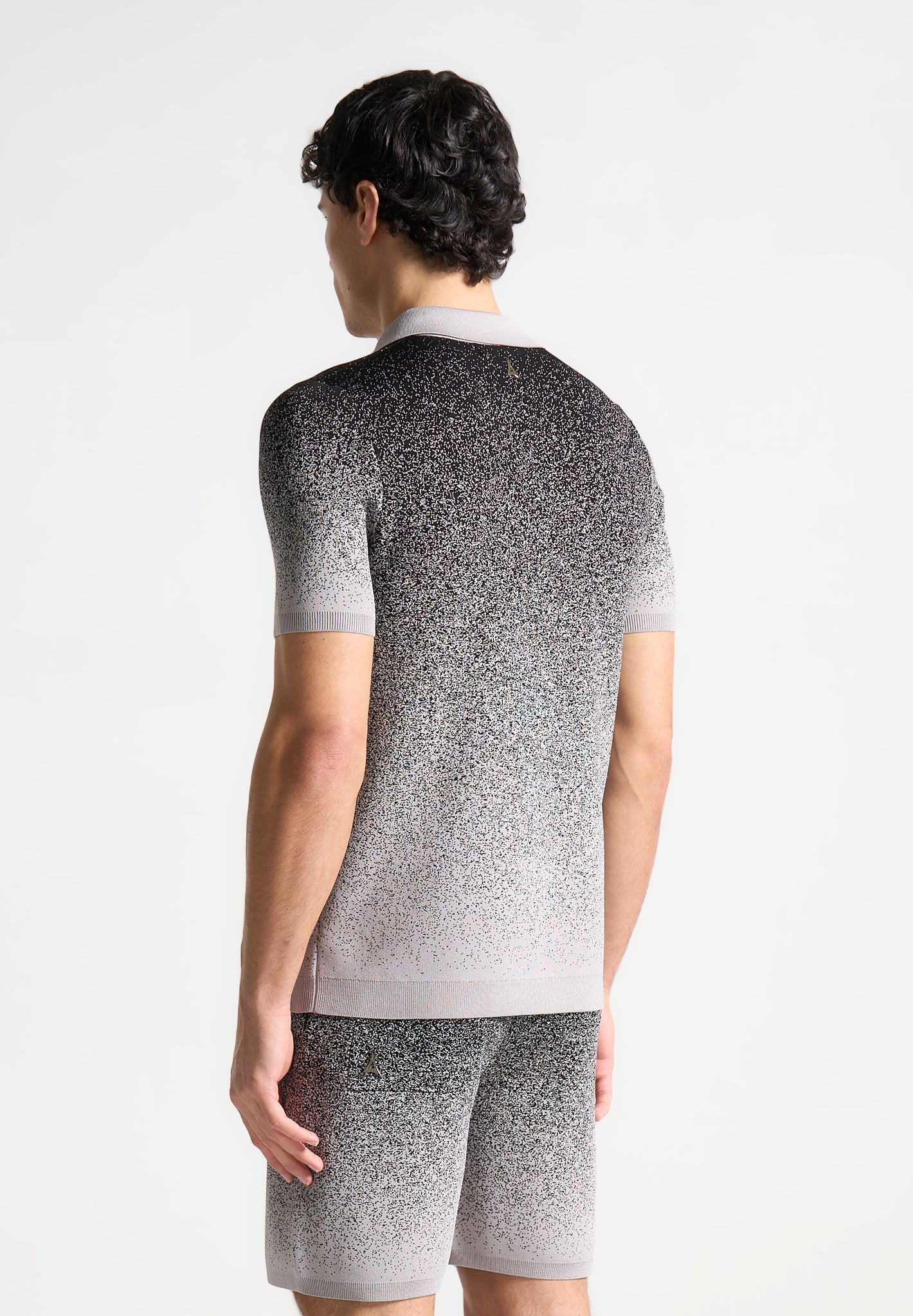 Ombré-Strick-Poloshirt – Grau/Schwarz