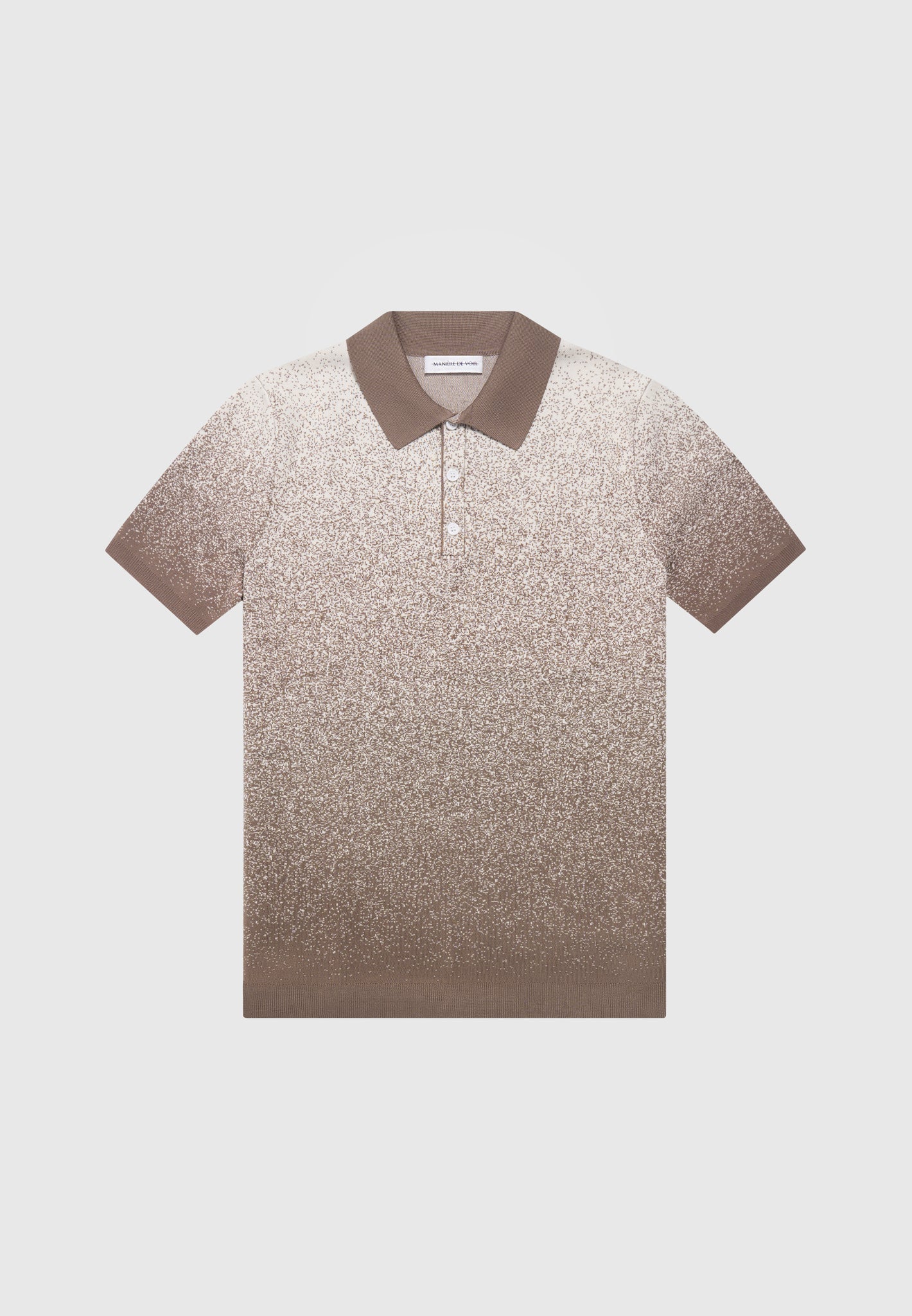 Ombré-Strick-Poloshirt – Taupe/Weiß