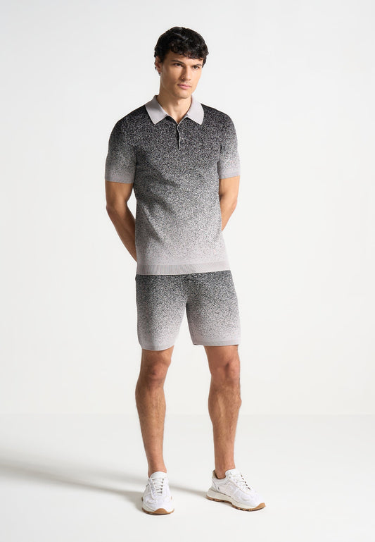 Ombré-Strickshorts - Grau/Schwarz