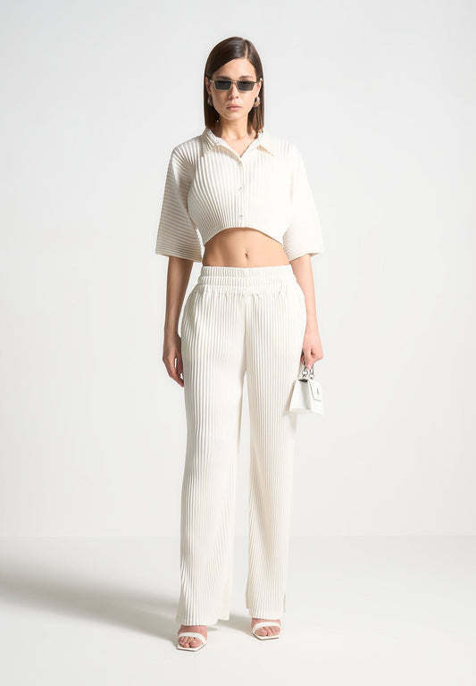Kurzes Plissiertes Hemd - Off White