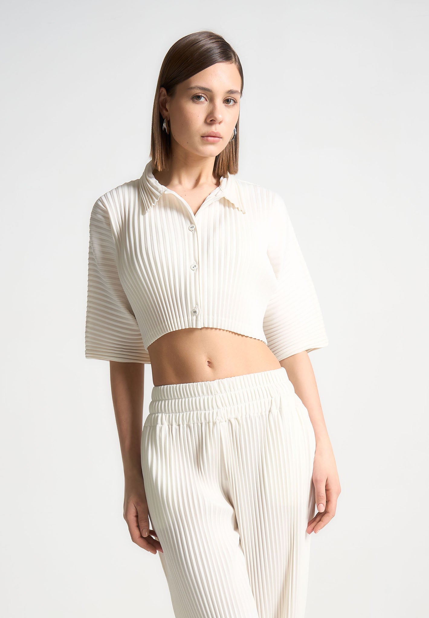 Kurzes Plissiertes Hemd - Off White