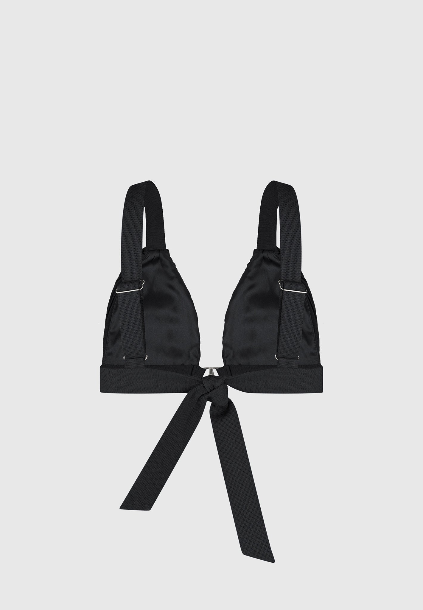 Plissee-Bralette mit Eiffel-Print - Schwarz