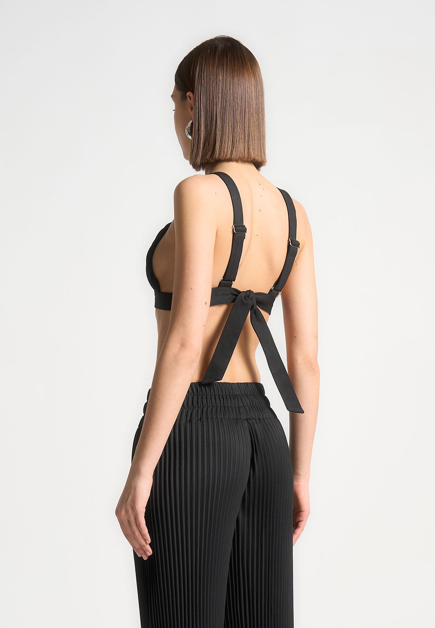 Plissee-Bralette mit Eiffel-Print - Schwarz