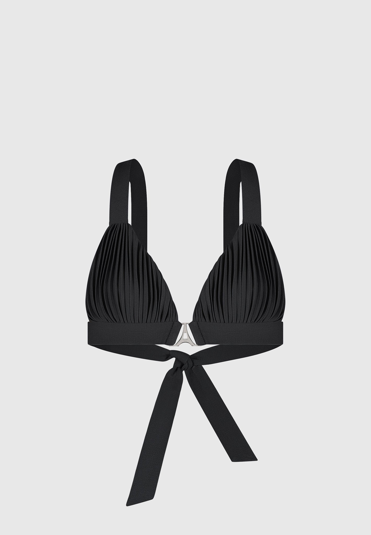 Plissee-Bralette mit Eiffel-Print - Schwarz