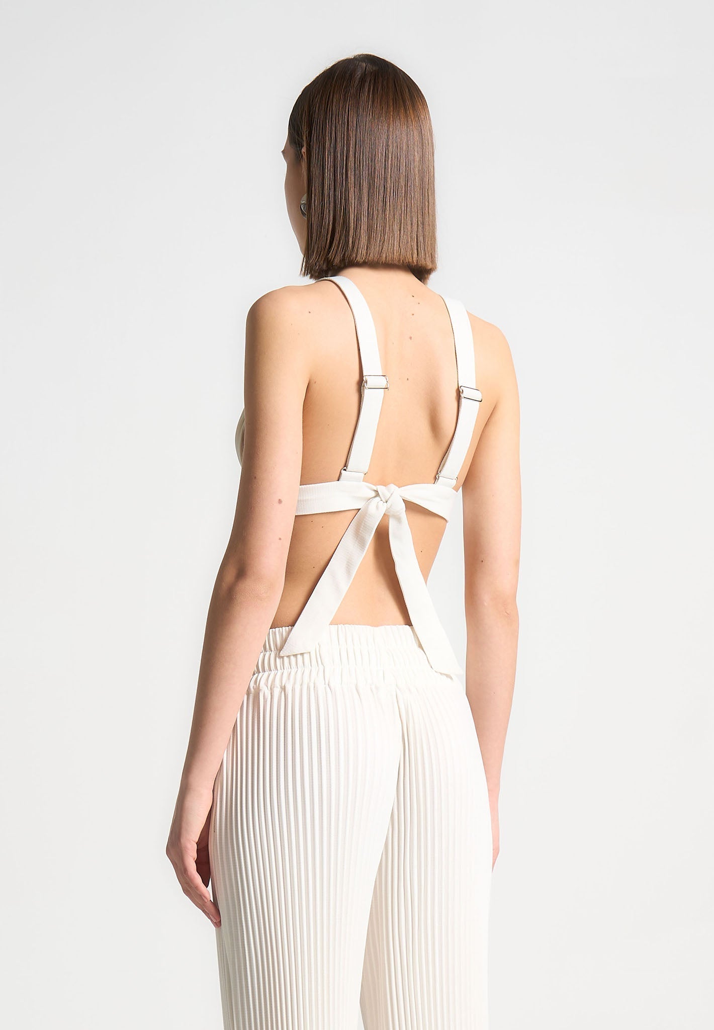 Plissee-Bralette mit Eiffel-Print - Off White 