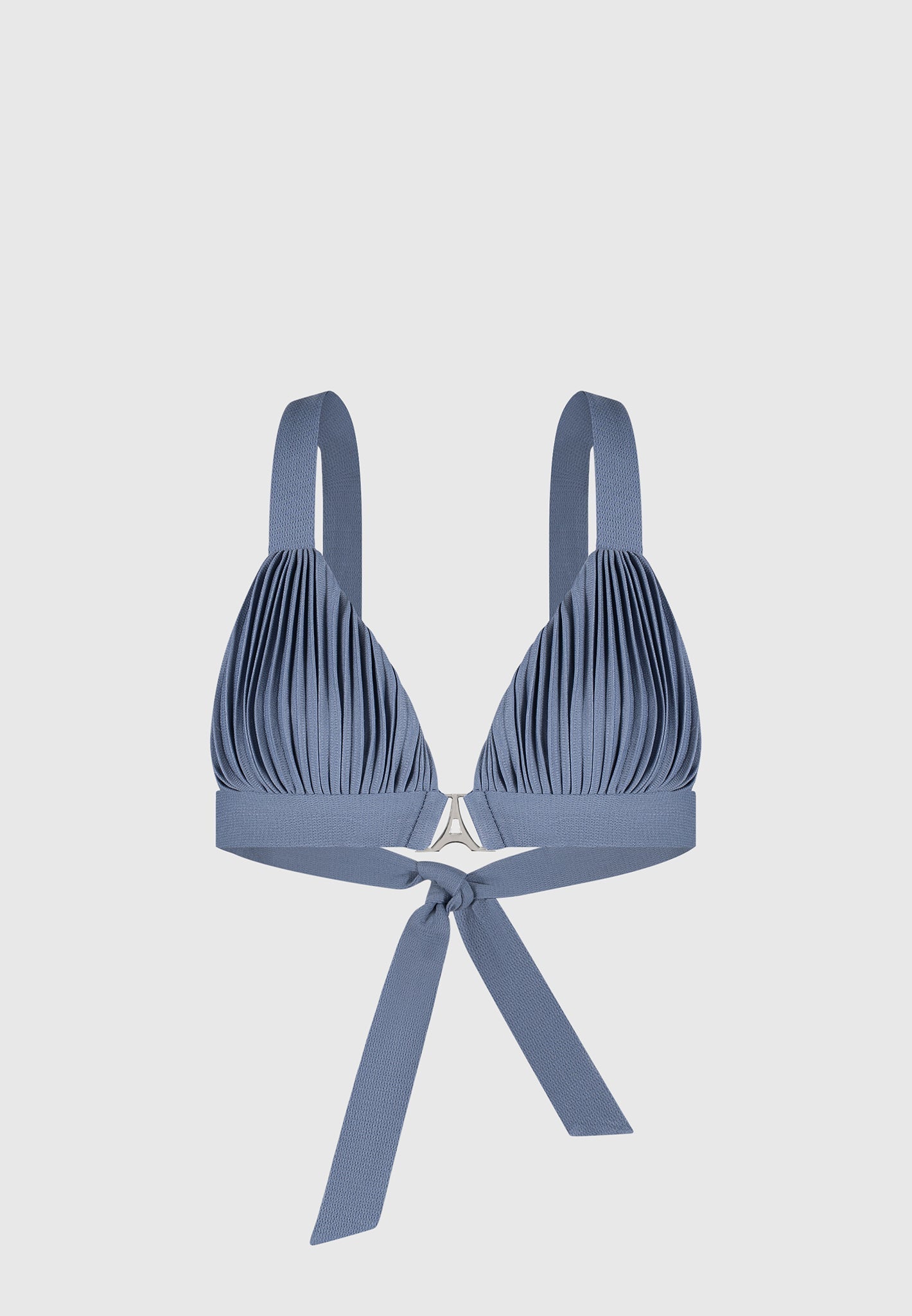 Plissee-Bralette mit Eiffel-Print - Stahlblau 
