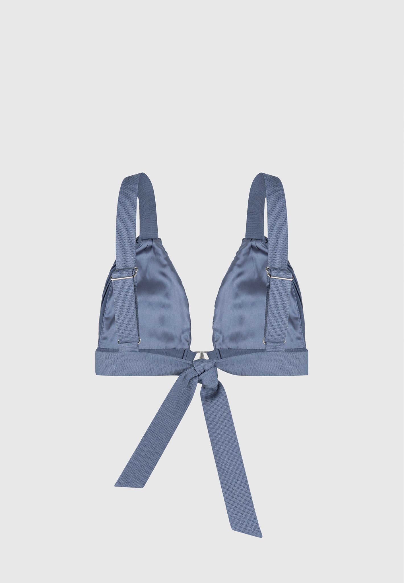 Plissee-Bralette mit Eiffel-Print - Stahlblau 