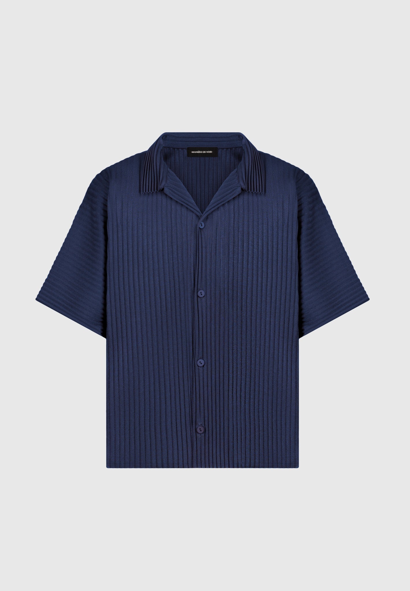 Plissiertes Hemd - Marineblau