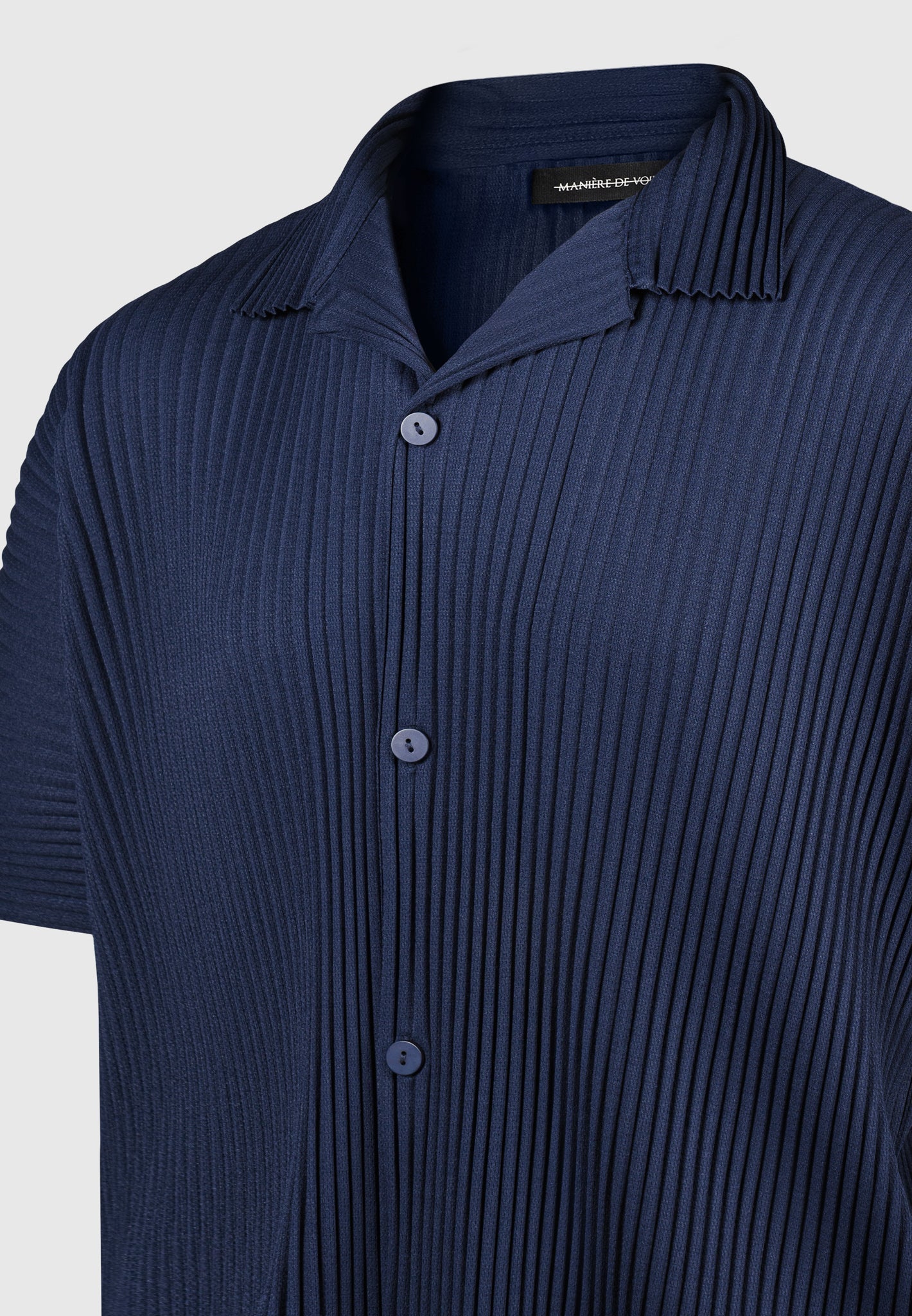 Plissiertes Hemd - Marineblau