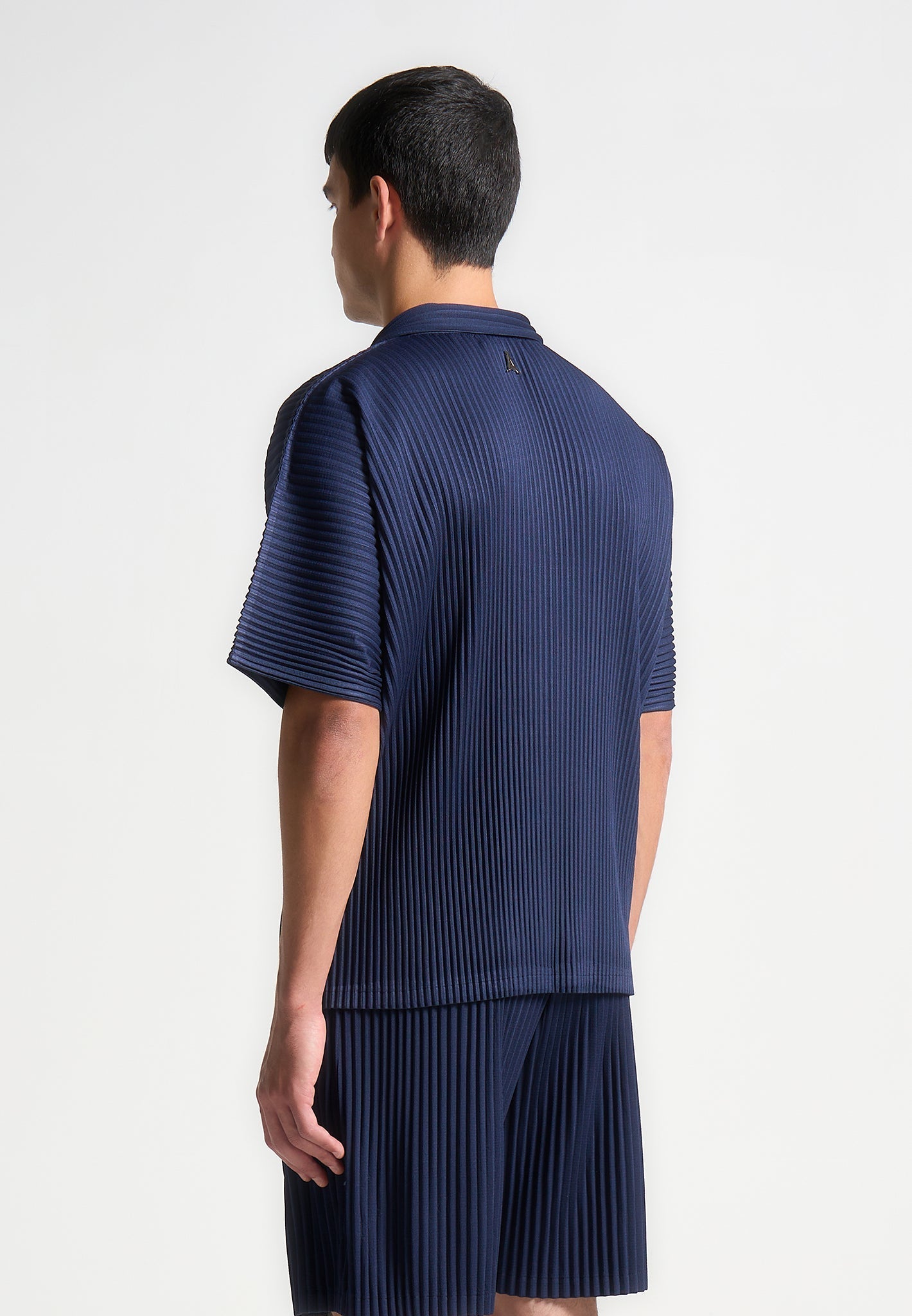 Plissiertes Hemd - Marineblau