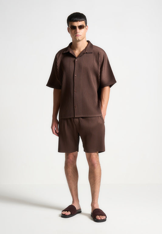 Shorts mit Falten - Braun 