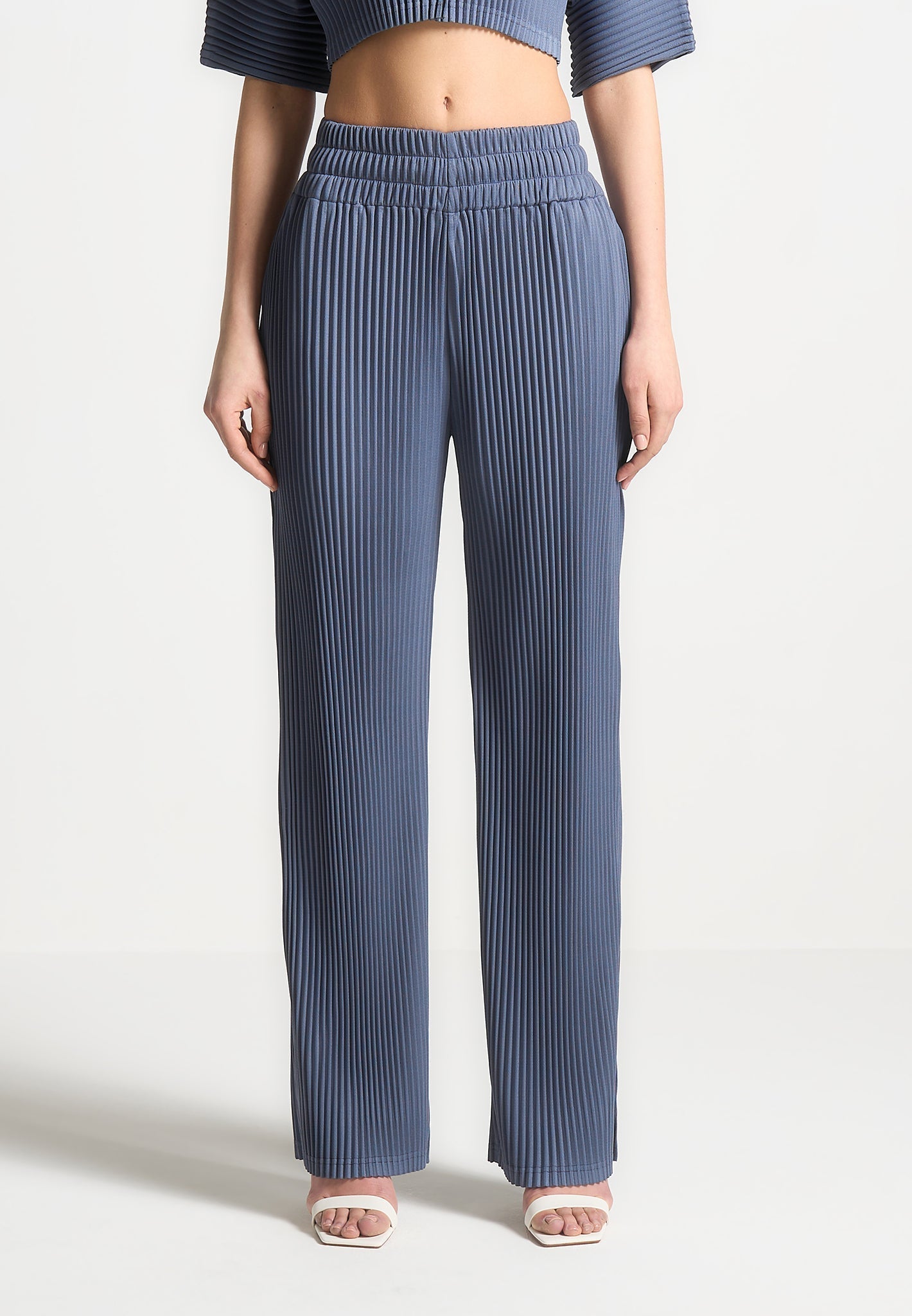 Bundfaltenhose - Stahlblau 