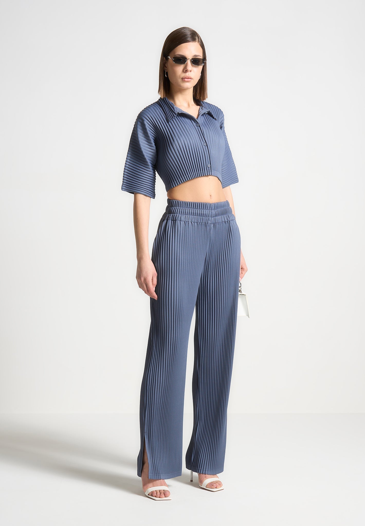 Bundfaltenhose - Stahlblau 