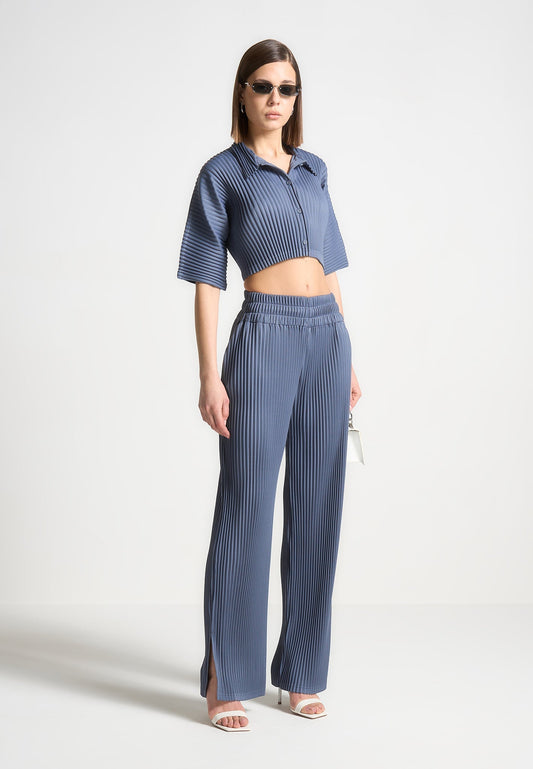 Bundfaltenhose - Stahlblau 