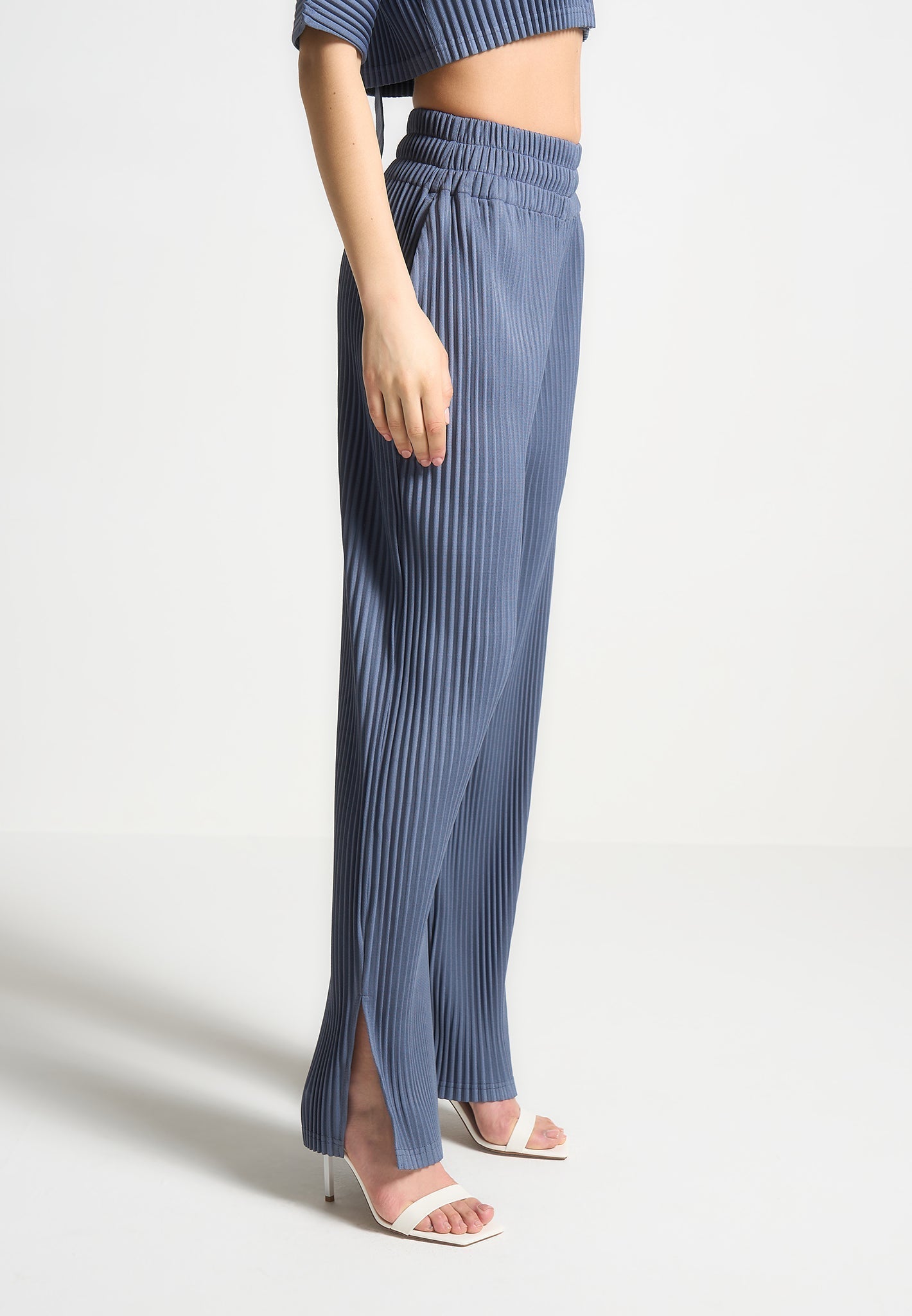 Bundfaltenhose - Stahlblau 