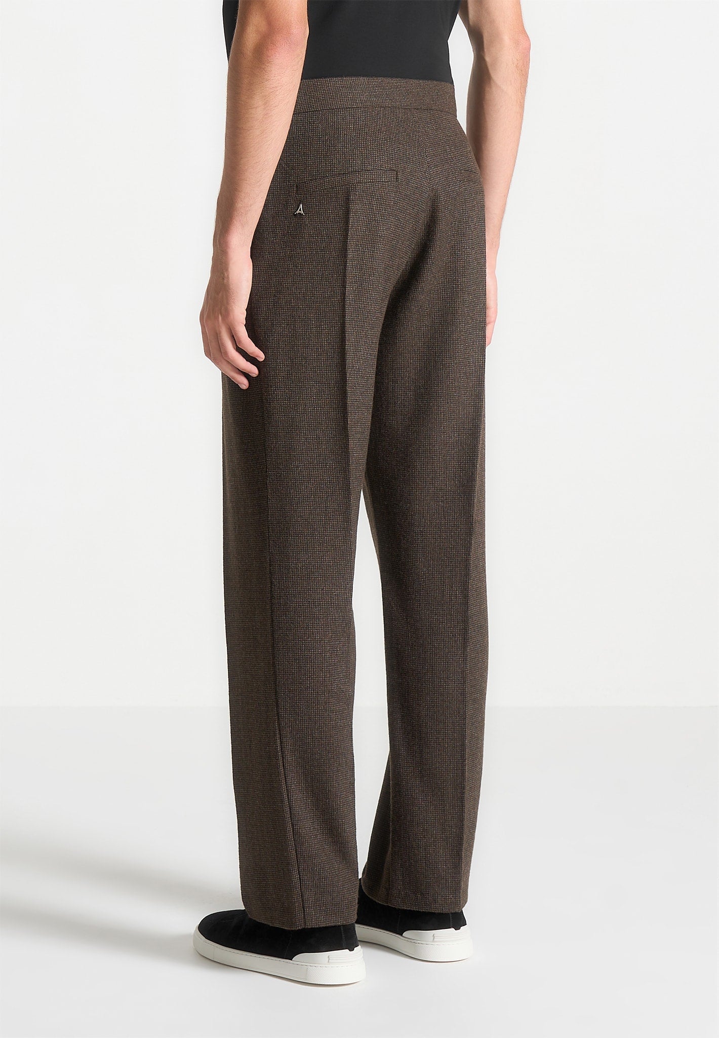 Regular Fit Hose aus Wollmischung mit Hahnentrittmuster - Braun 