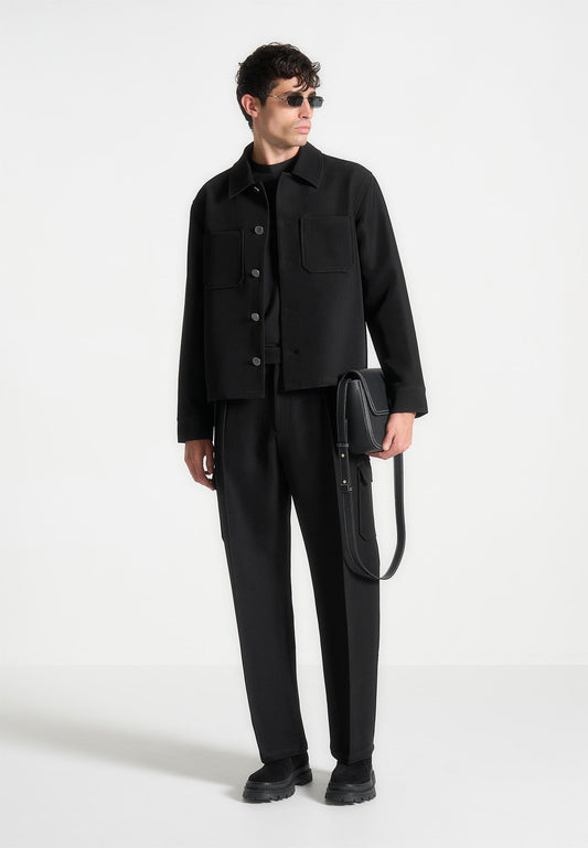 Relaxed Fit Twill-Hose mit Taschen - Schwarz 